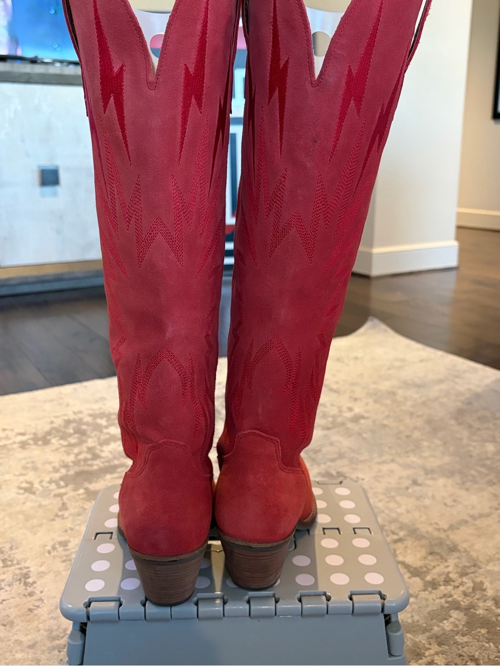 dingo Thunder Road Western Boots Red Suede - Picture 4 of 8